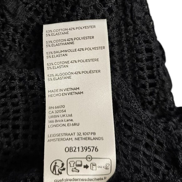 Free People Womens Grady Lace Top, Tie Back, Sheer, Beaded, Black, Size Small - Picture 6 of 12